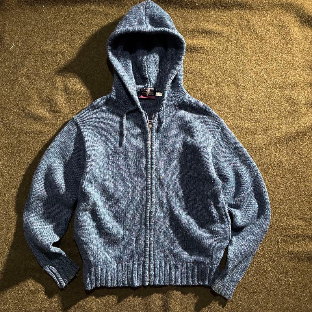 90s vintage ウール　ジップ　ニットパーカー　M/L 相当