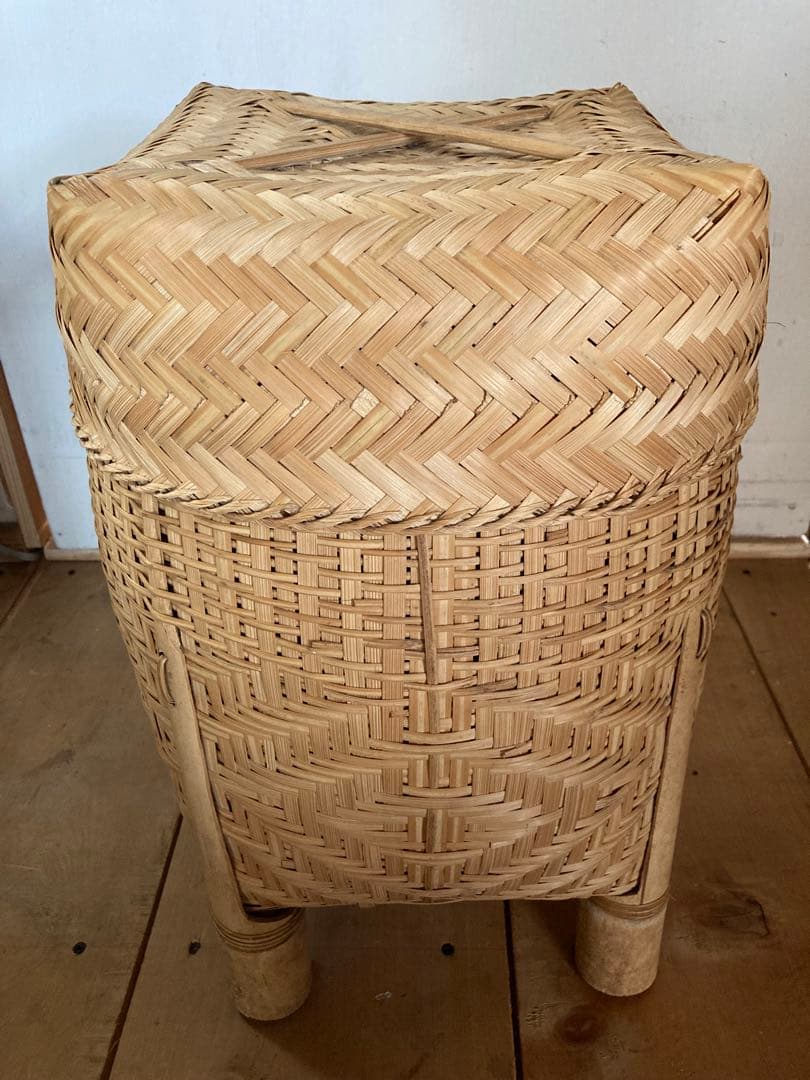 激レア！竹製 収納バスケット　 タイ北部　民族工芸品　美品！希少