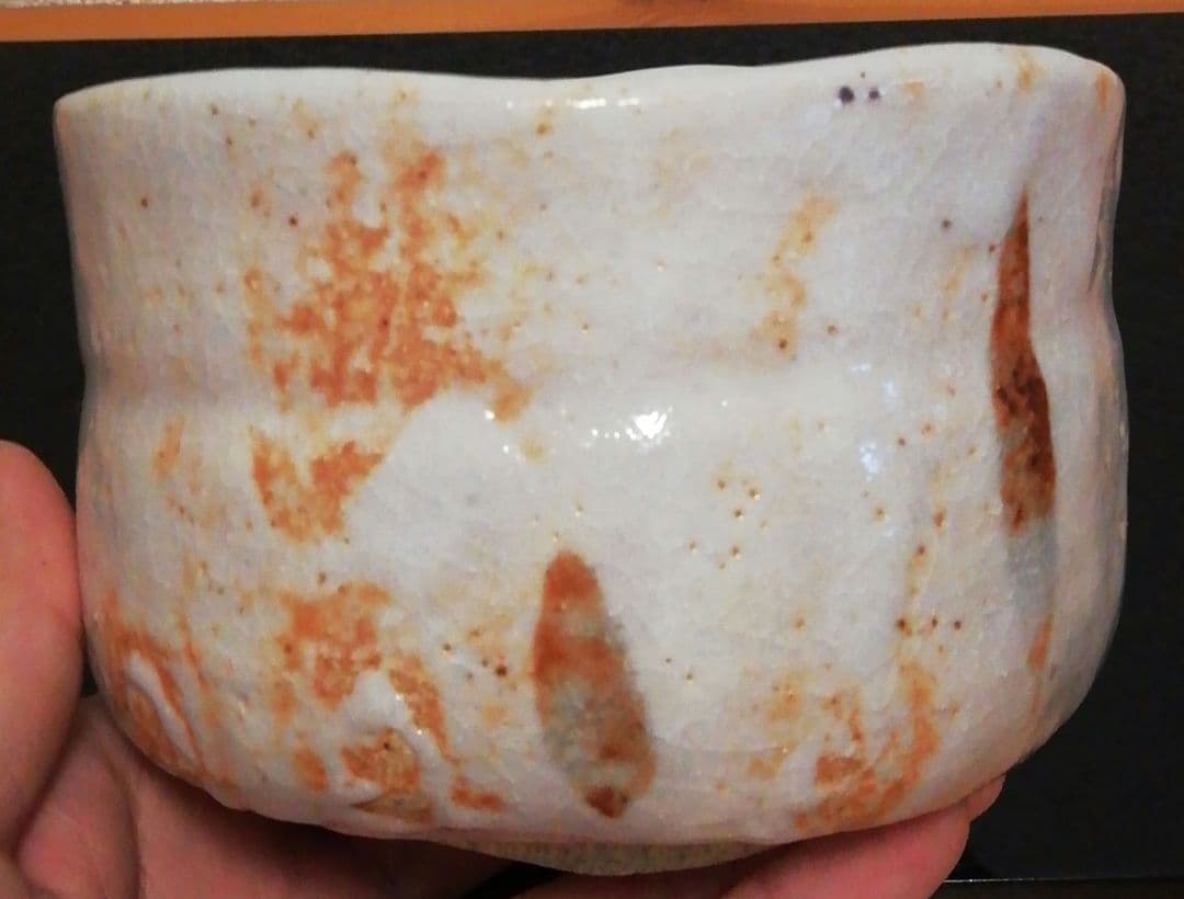 宗完書付　加藤十右衛門作　志野焼　銘『和光』　絵志野　茶碗　共箱　茶道具