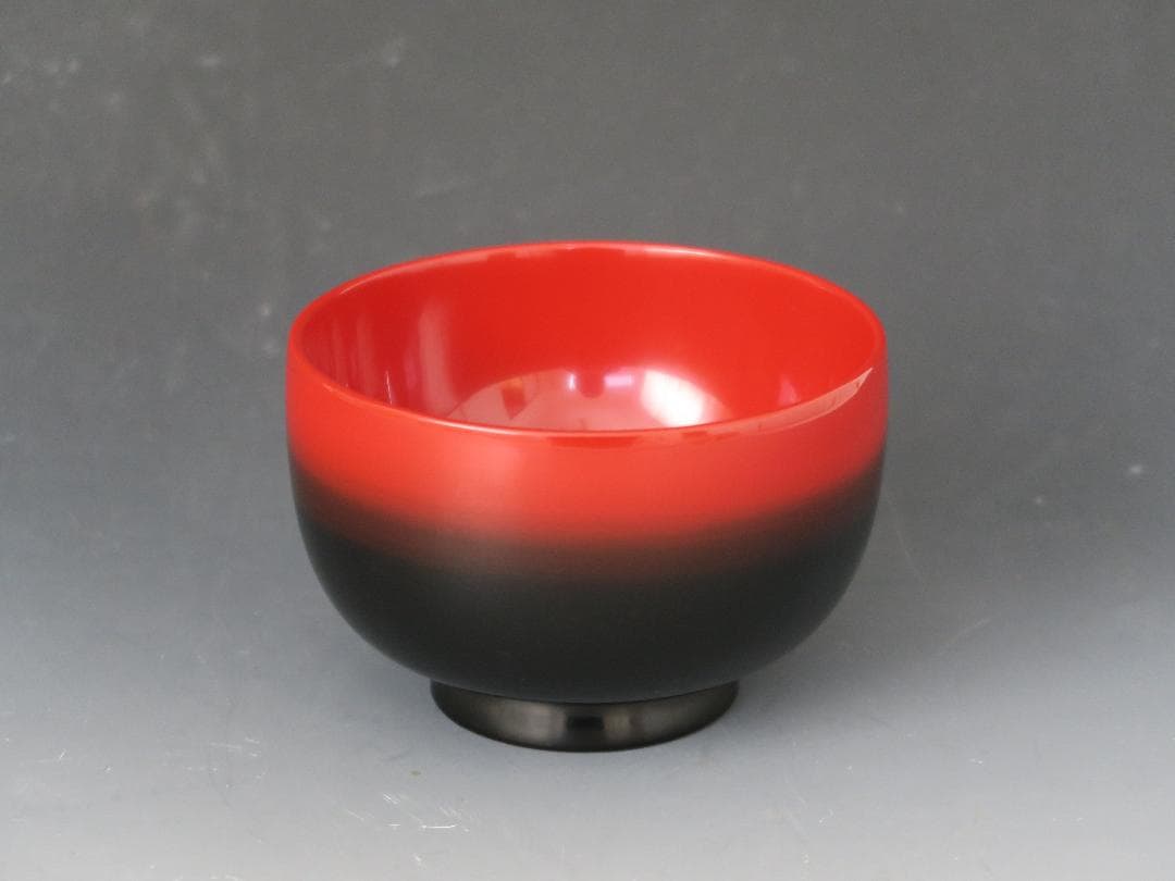 【輪島塗】ぼかし塗 汁椀 内朱塗 一客 天然木 共箱