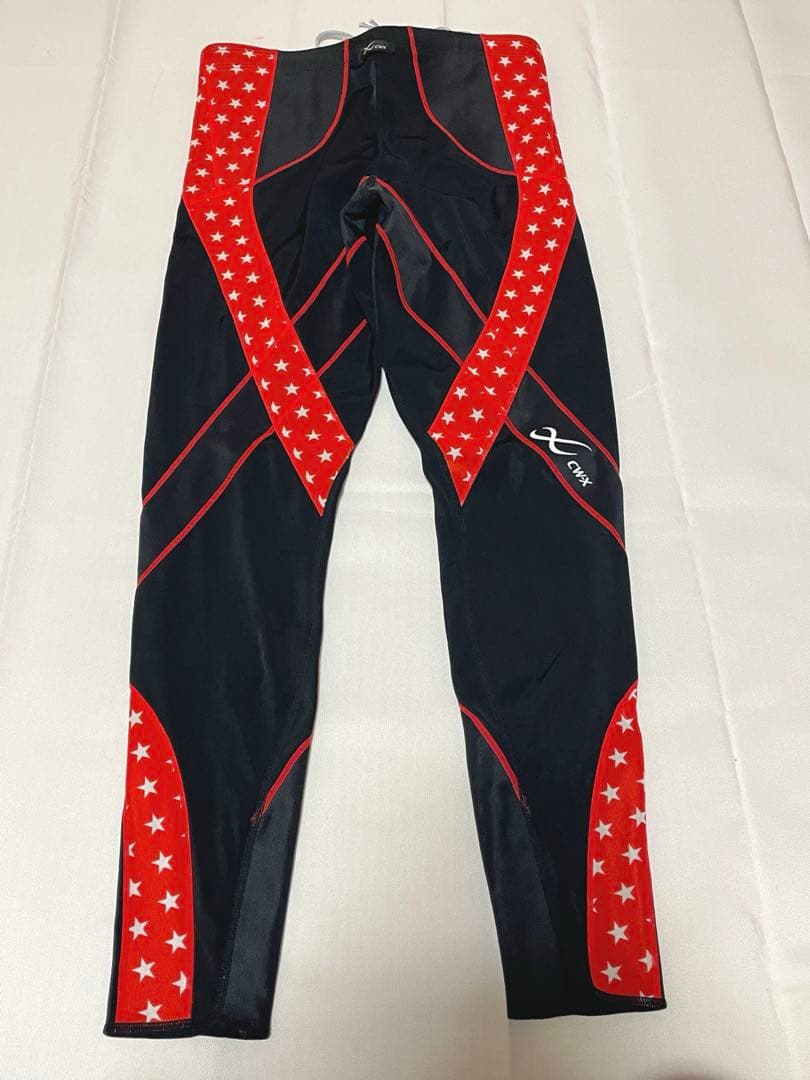 美品 ワコール cw-x スポーツタイツ 星柄 レッド レディースL