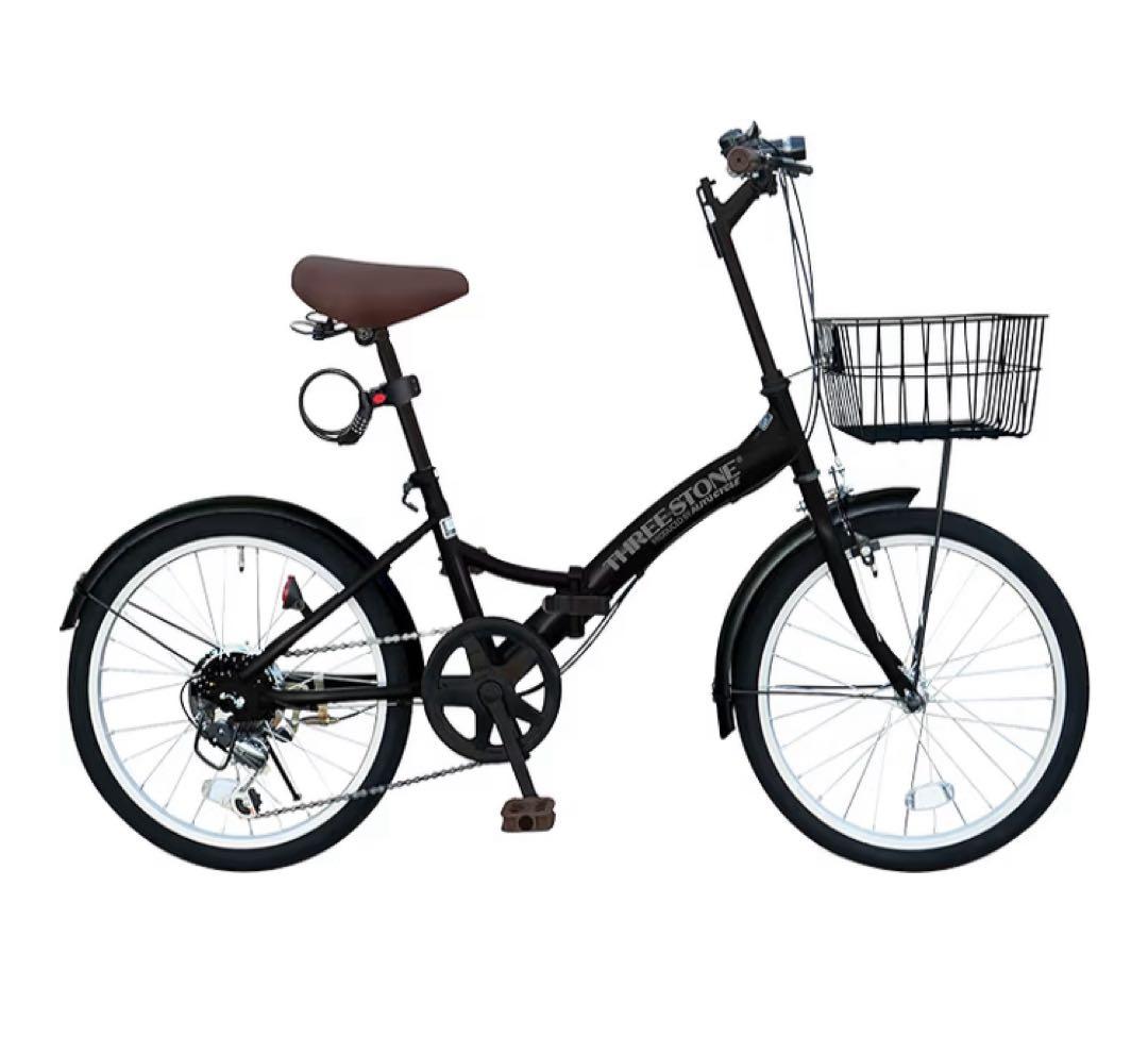【新品】THREE STONE 折りたたみ自転車 マットブラック P-008