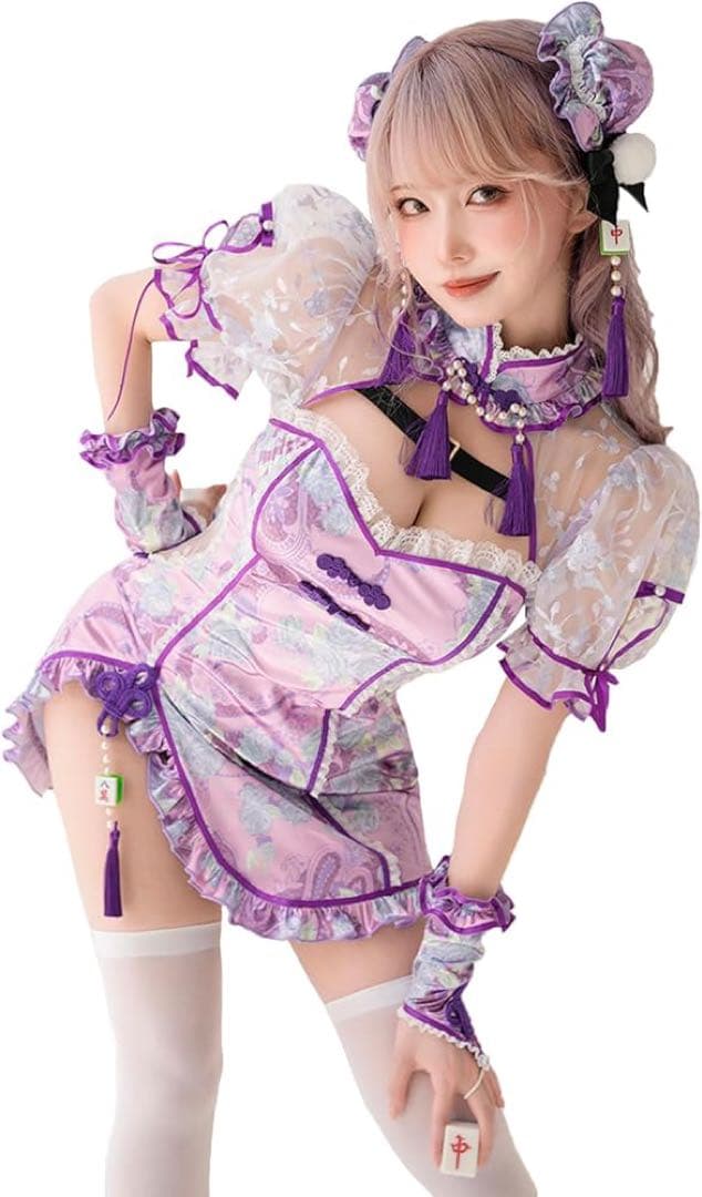 マリームーン 紫チャイナドレス　麻雀チャイナ