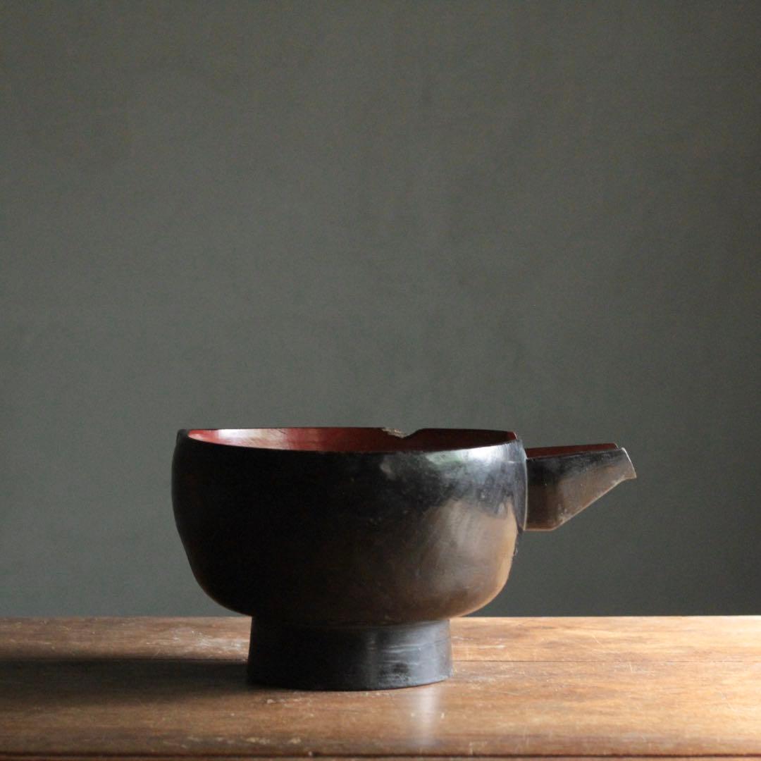 古い 酒上げ 酒器 漆器 片口 古美術 古道具 アンティーク 割れ欠け 朽木塗