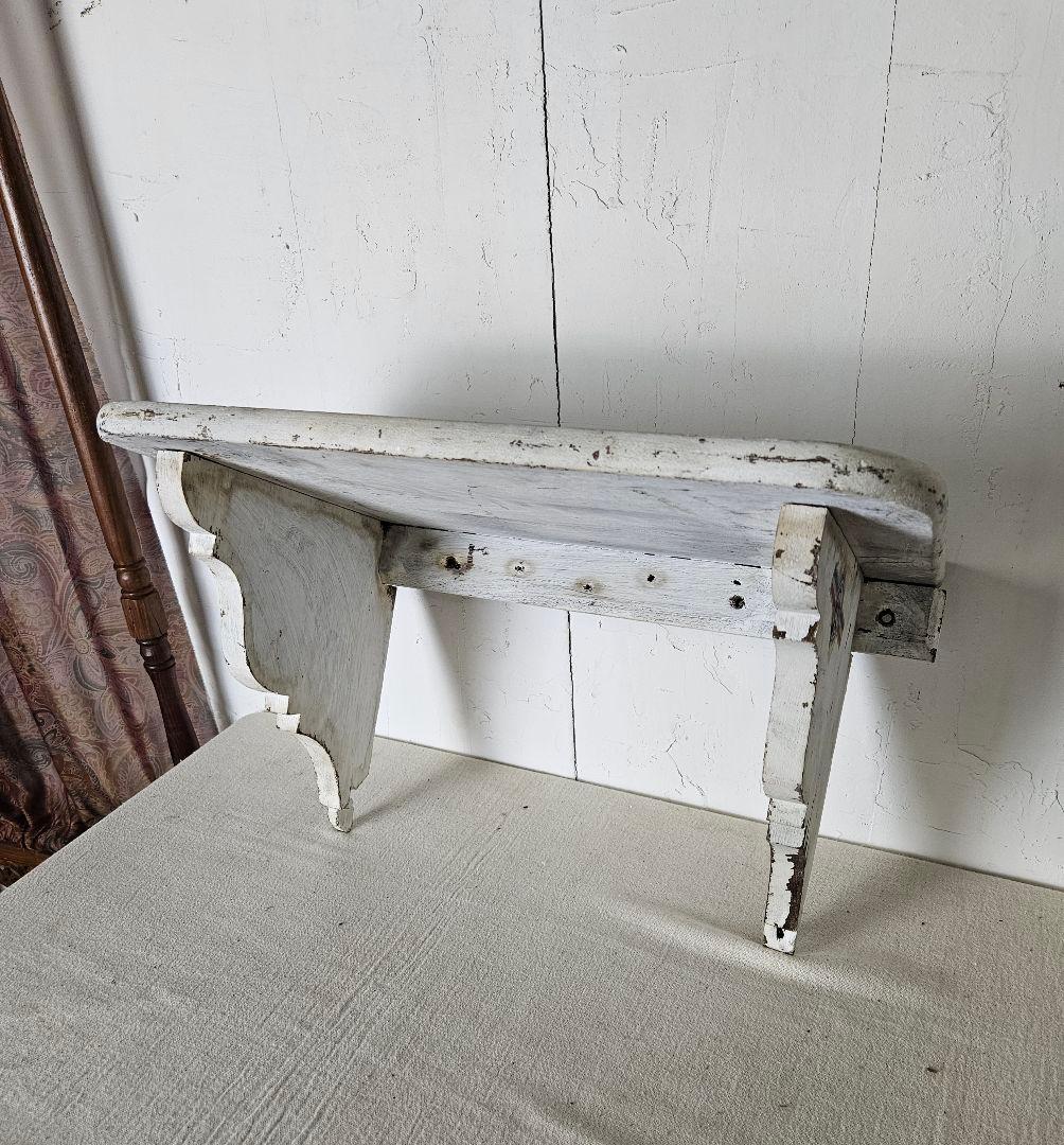 フランスアンティーク 古い木のウォールシェルフ 壁掛け 飾り棚 ラック シャビー