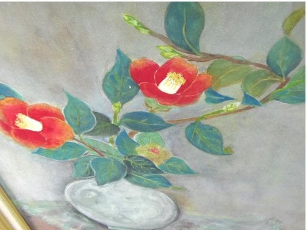 椿★日本画★手描本物★高級油彩縁★F10号★