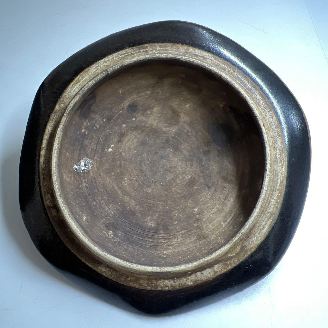 中国明末清朝時代　磁州窯黒釉水指　高さ、幅約15.5㎝　東Y8-0205①トヒサ