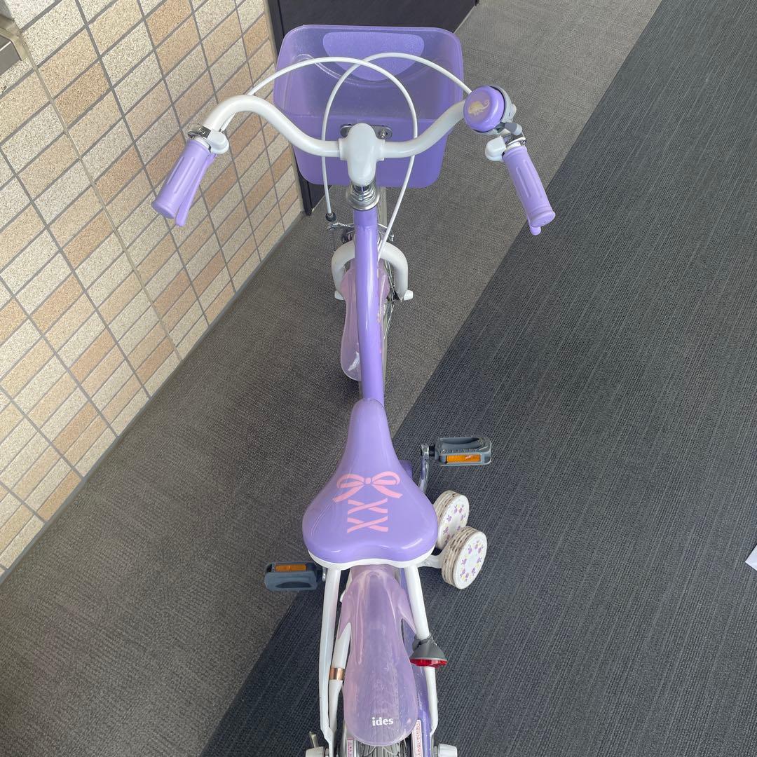 12,500→11,500ラプンツェル 子供用自転車 紫色 補助輪付き