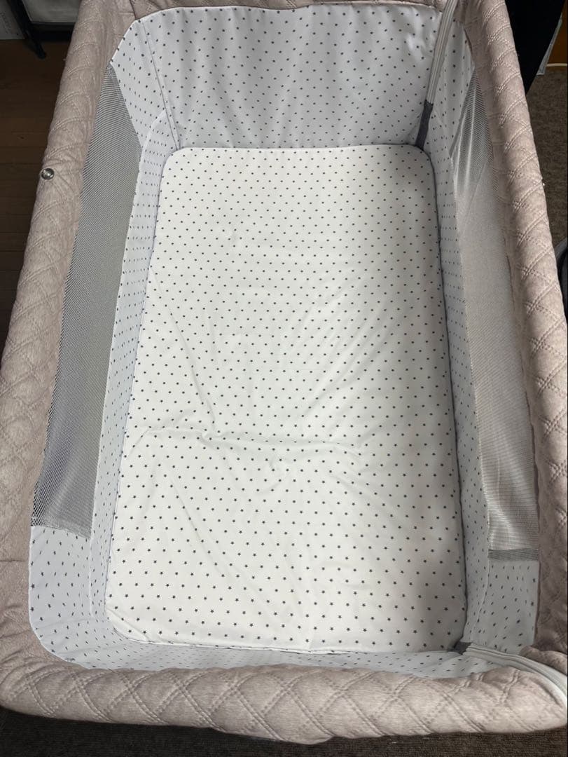 KiNO LiNPO ベビーベッド 蚊帳 収納バスケット 収納ケース付き