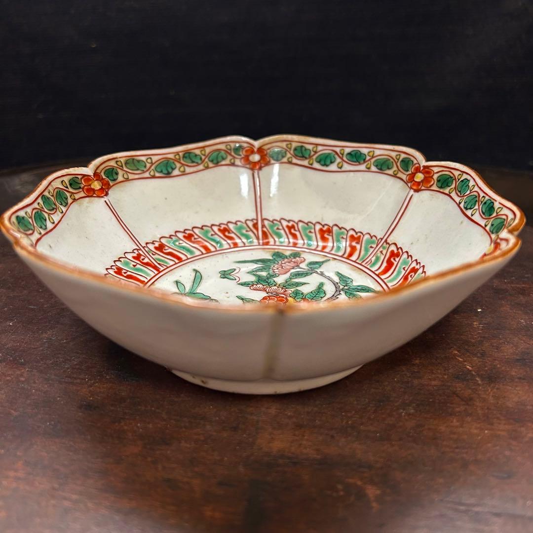 明末清初　赤絵柘榴図皿　無傷　本物保証