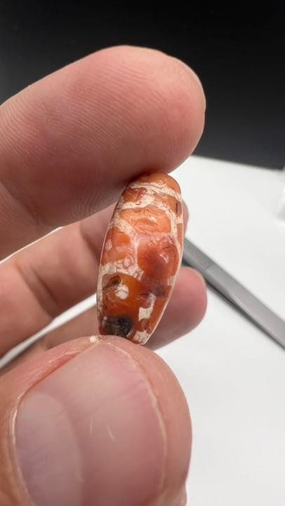 【アンティーク ビーズ】エッジドカーネリアン ビーズ 20.2mm