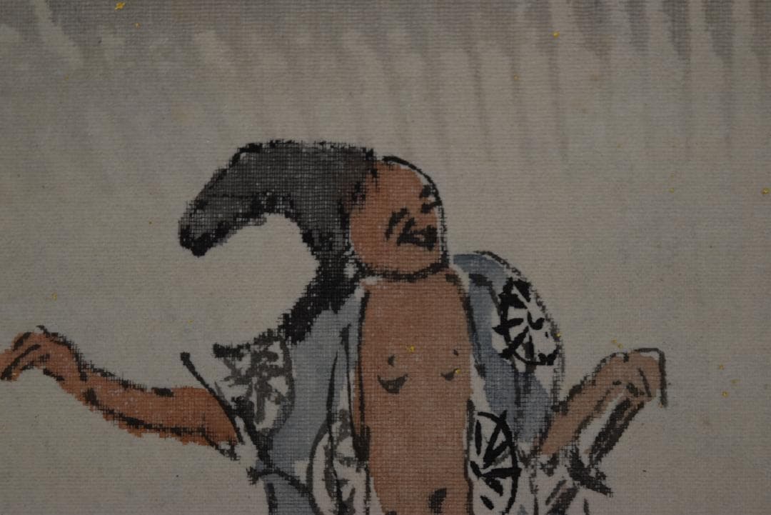 【真作】長町竹石/盆踊り図/団扇面/掛軸☆宝船☆Z-733