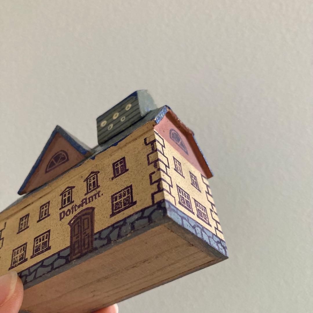 WF-35 ドイツアンティークミニチュア小さな小さな木製馬車＆素敵な建物のセット