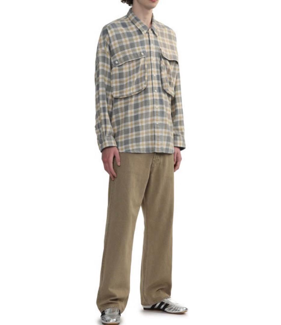 R13 オーバーサイズチェックシャツ XS グレー系