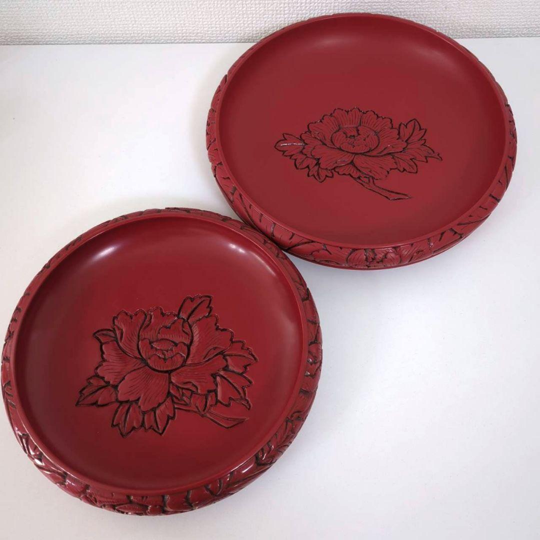 村上木彫堆朱　菓子鉢　大・小セット