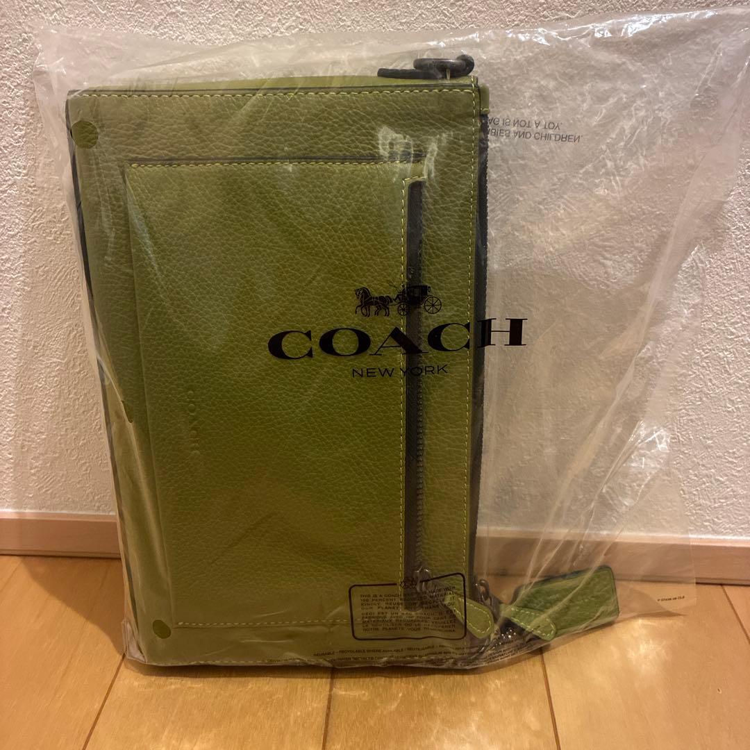 COACH グリーン レザー ショルダーバッグ