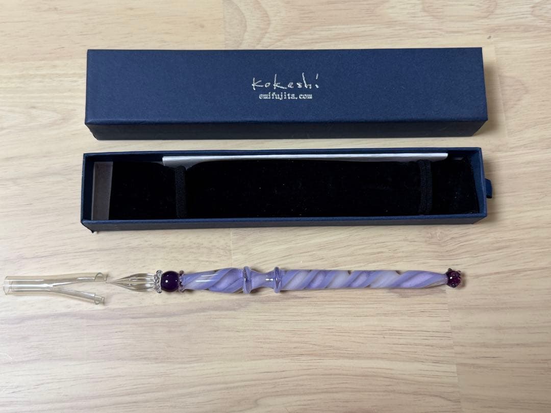 kokeshi ガラスペン ラベンダー 紫 箱付き 美品