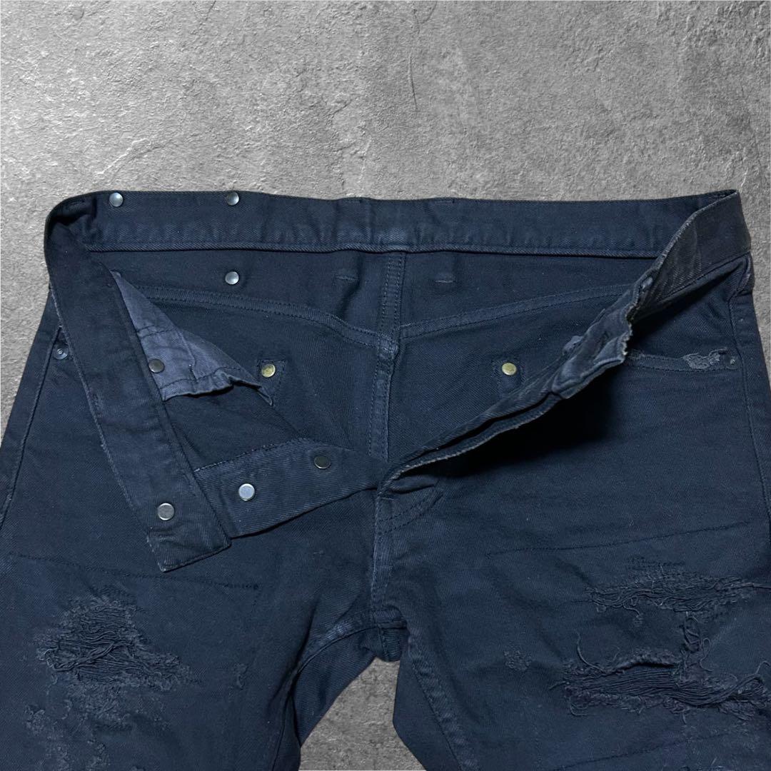 ダメージ加工 ISAMUKATAYAMA BACKLASH スキニーデニム 黒