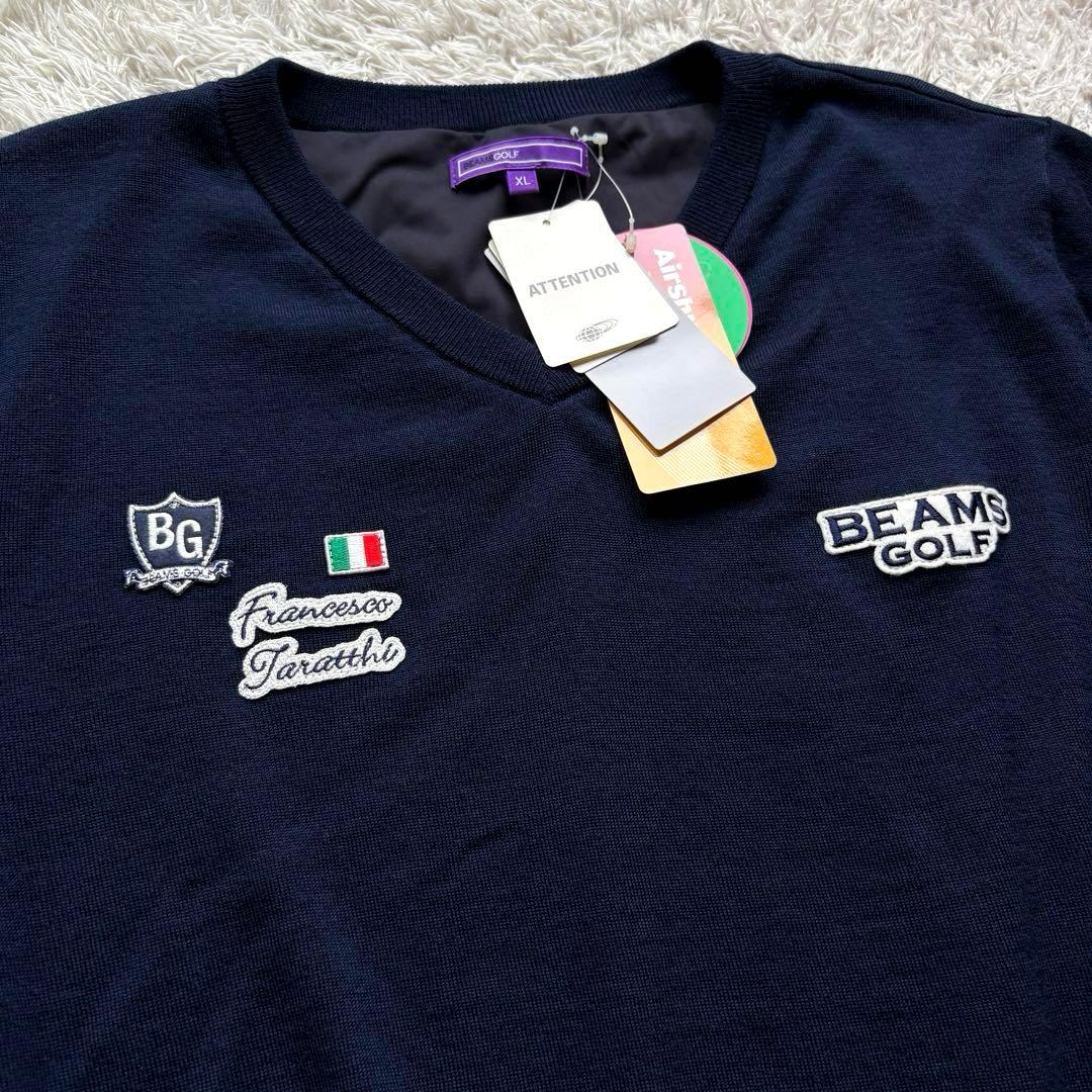 ★新品タグ付き★ BEAMS GOLF パープルレーベル ニット ワッペン XL