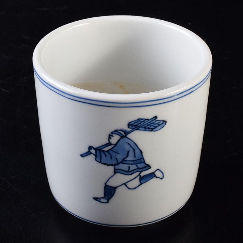 茶道具　西村徳泉造　染付　飛脚絵　火入　共布共箱　V　R8669