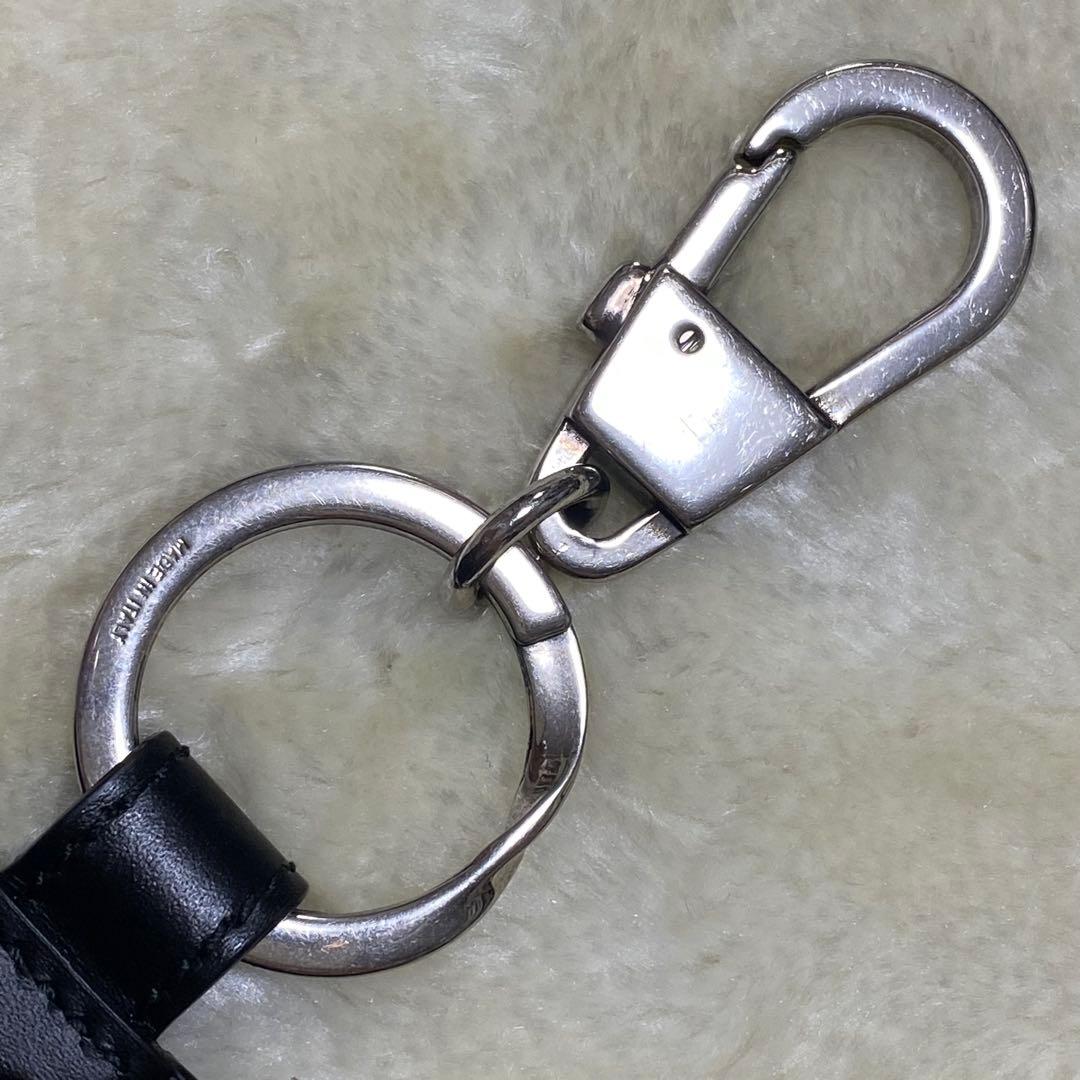 付属品完備❗️新品保管品✨グッチキーホルダーGG総柄シマ型押し黒レザーシルバー金具