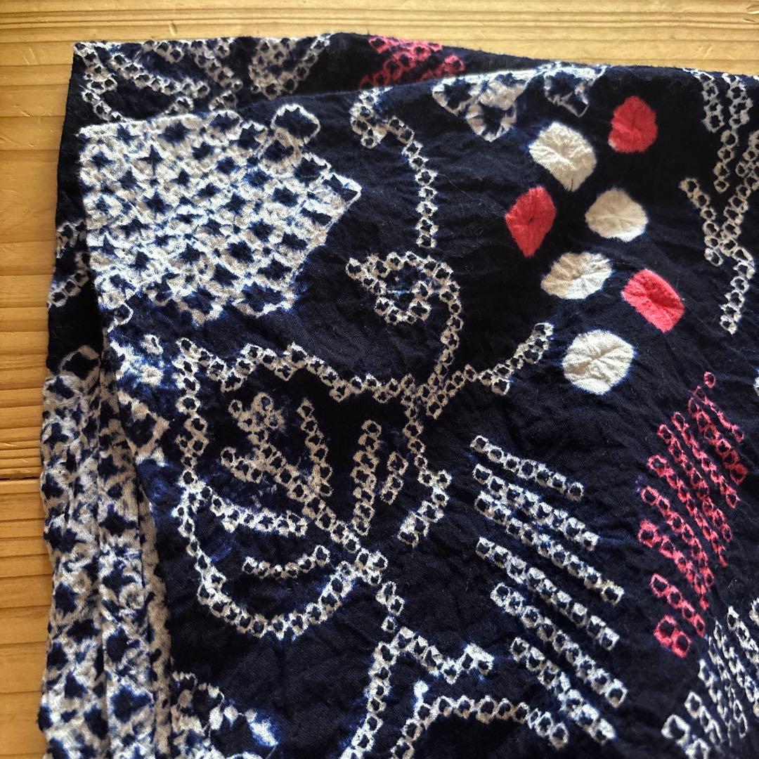 【SALE】有松鳴海絞り浴衣 手縫い 身丈161 葡萄 花紋 ヴィンテージ 浴衣