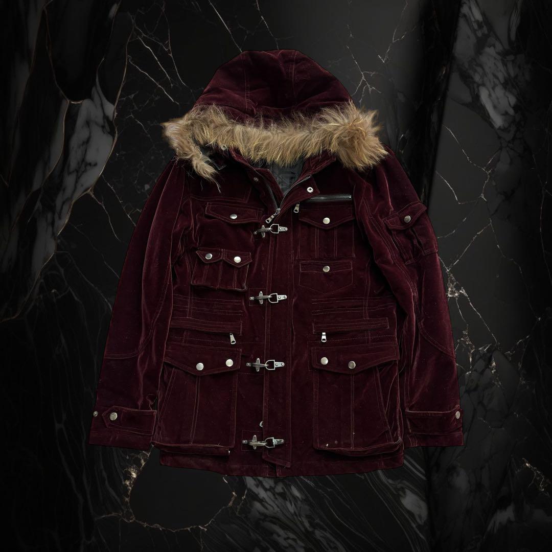 ジャケット・アウター 00s grunge velor fur fireman coat y2k