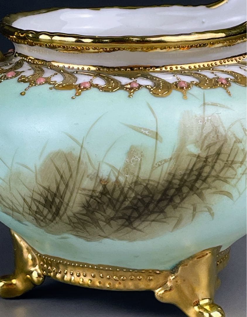 【訳有】オールドノリタケ フライングスワン ジュエル 脚付 クリーマー ジュール