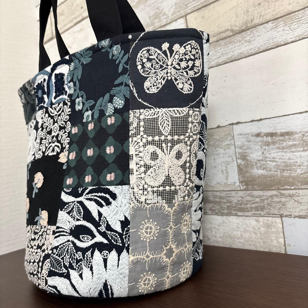 ☆ミナペルホネンハンドメイド♡バケツバッグネイビー系