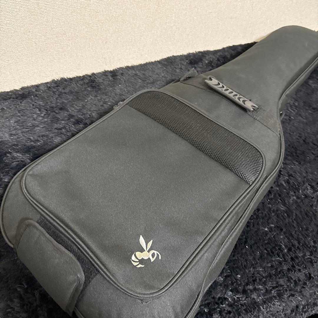 Ryoga HORNET エレキギター スルーネック 黒 木目 弦楽器