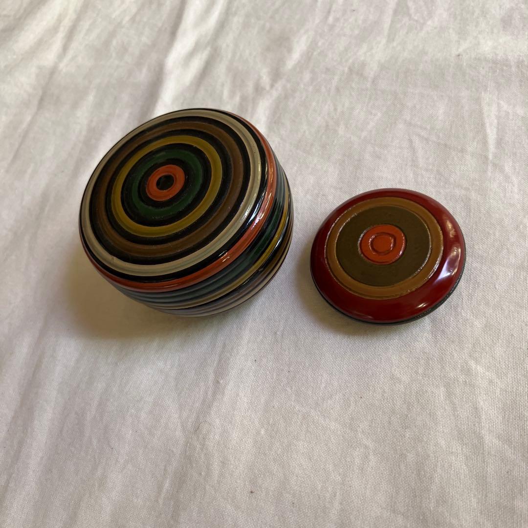 多色ストライプ漆器香合セット