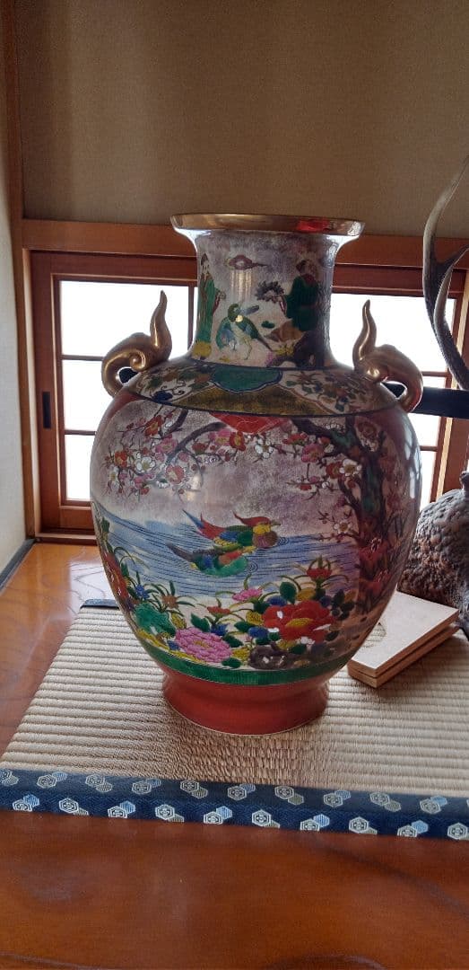 九谷焼耳つき壺