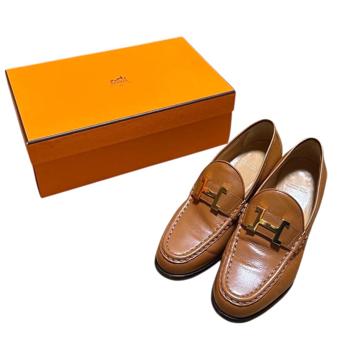 エルメス　ヒール　レザー ローファー 箱付き　36.5