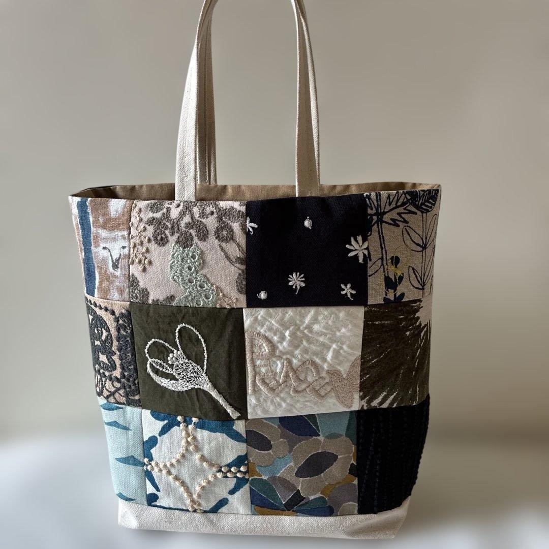 ミナペルホネン 生地使用　パッチワークお散歩トートバッグ