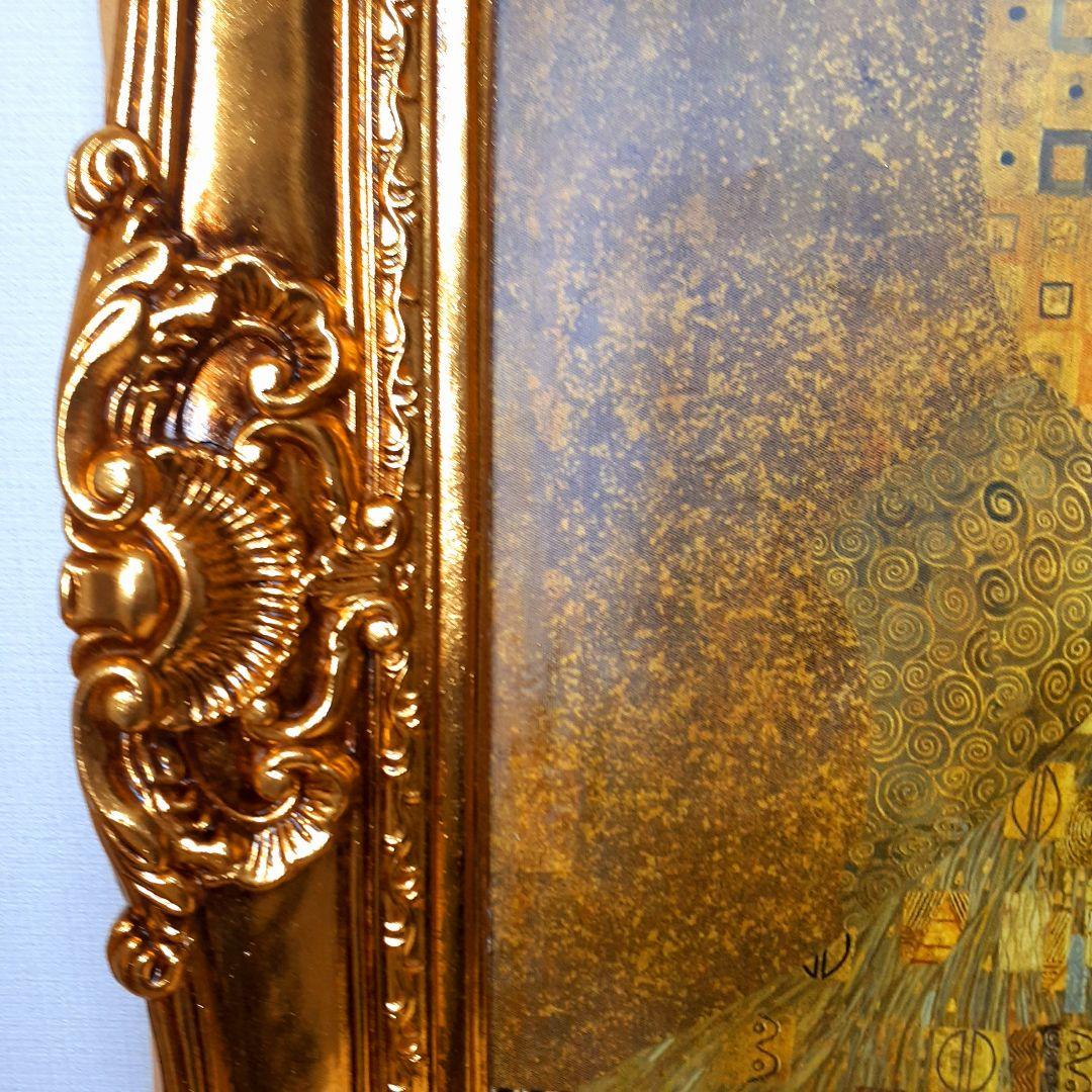 グスタフクリムト作画　絵画　バウアーの肖像　良質キャンバス　豪華　金箔額絵