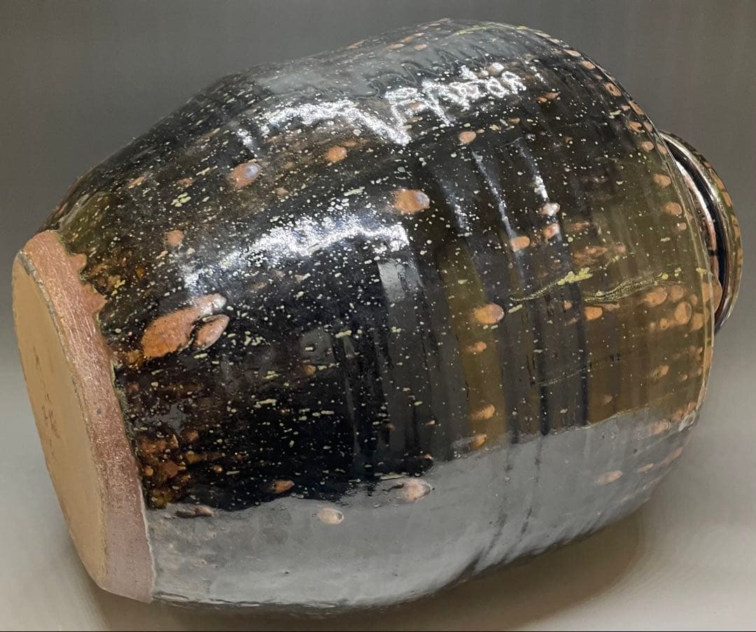 丹波焼　丹泉窯　四耳壺　葉茶壺　特大40cm 　e9033