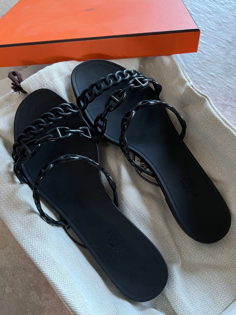 エルメス　ラバーサンダル　シェーヌダンクル　ビーチサンダル　38サイズ