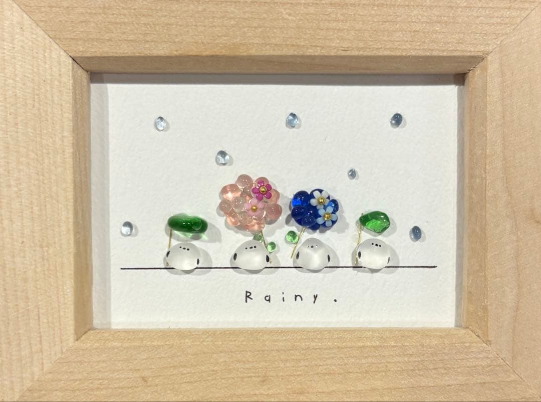 シマエナガ　桜満開　お花見！シーグラスアート