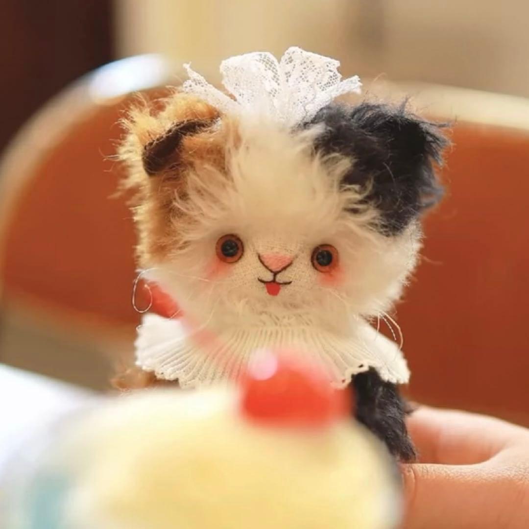 ベロ出しの三毛ちゃん 三毛猫 ねこ ぬいぐるみ 海外作家様 OOAK テディベア