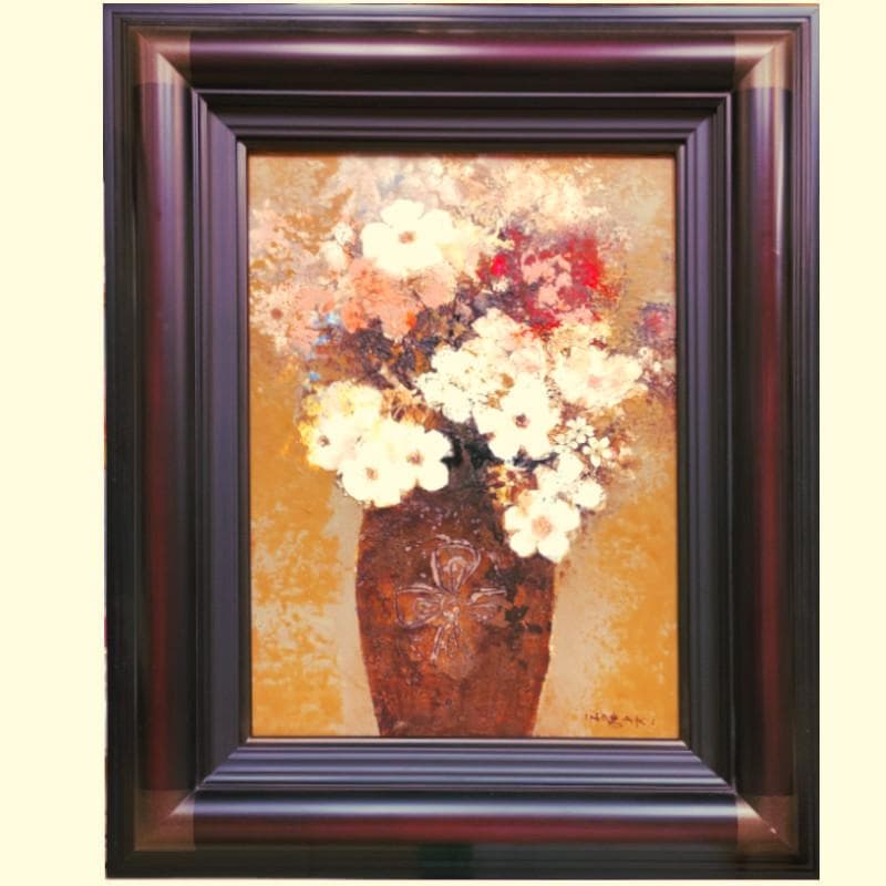 ☆ 稲垣 昌紀 ☆「白い花」　油絵　F4号 未使用！