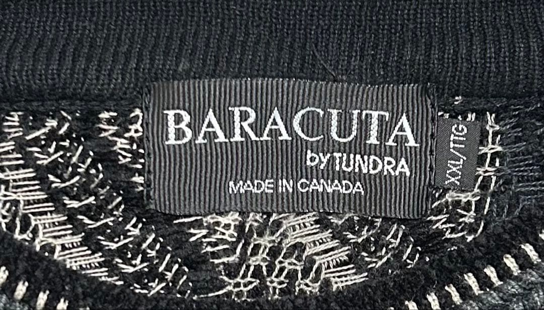 90s カナダ製 TUNDRA ヴィンテージ 3D 総柄 ニット 黒 ブラック