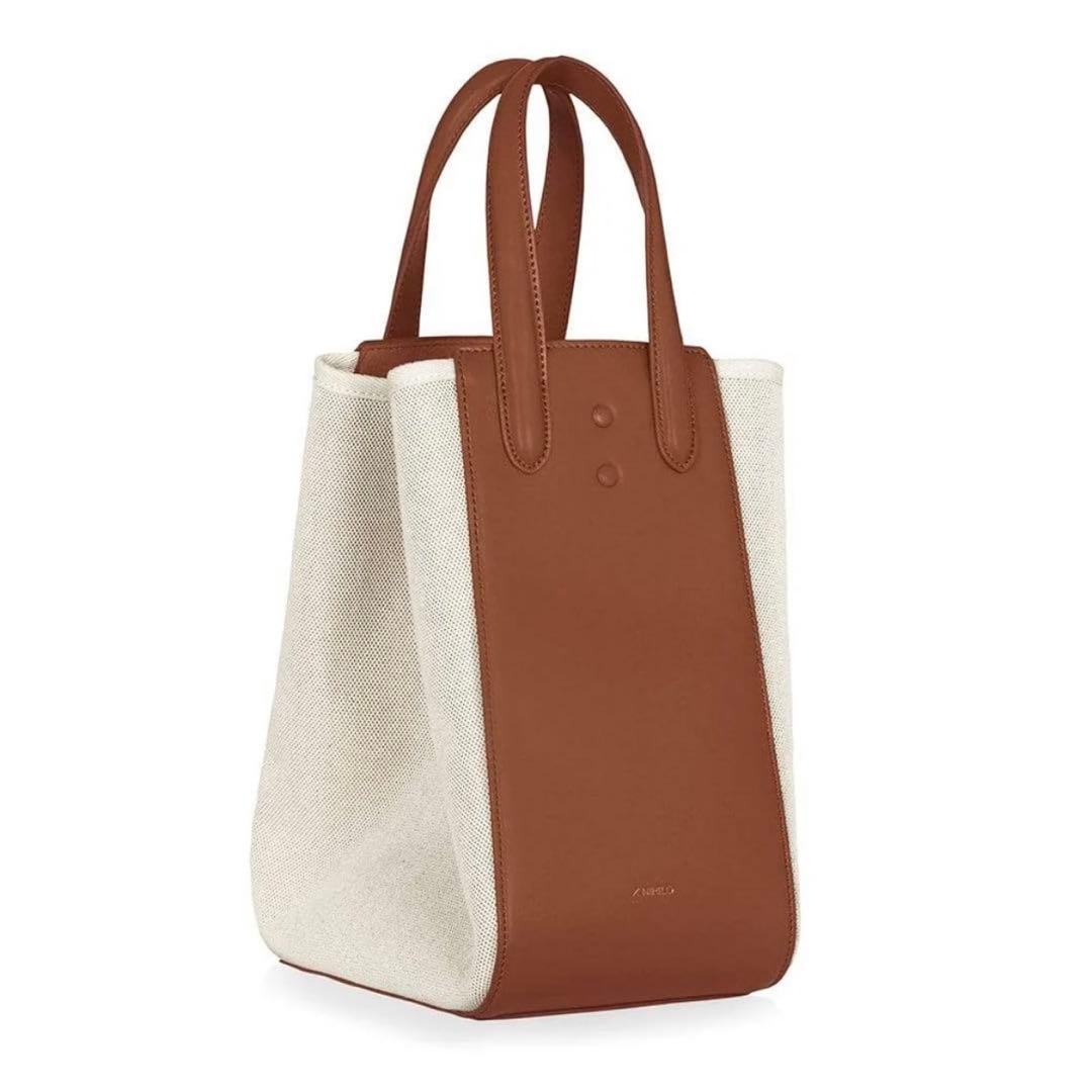 XNIHILO ハンドバッグ ショルダーバッグ コットンキャンバス ナッパレザー