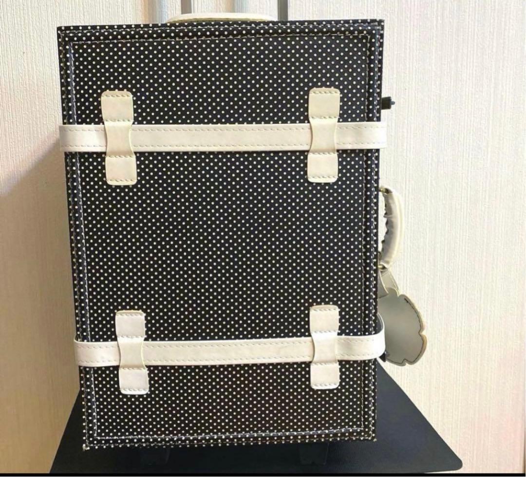 ゴスロリータメイドキャリーバッグ黒白ドットキャリーケース旅行バッグS機内持ち込み