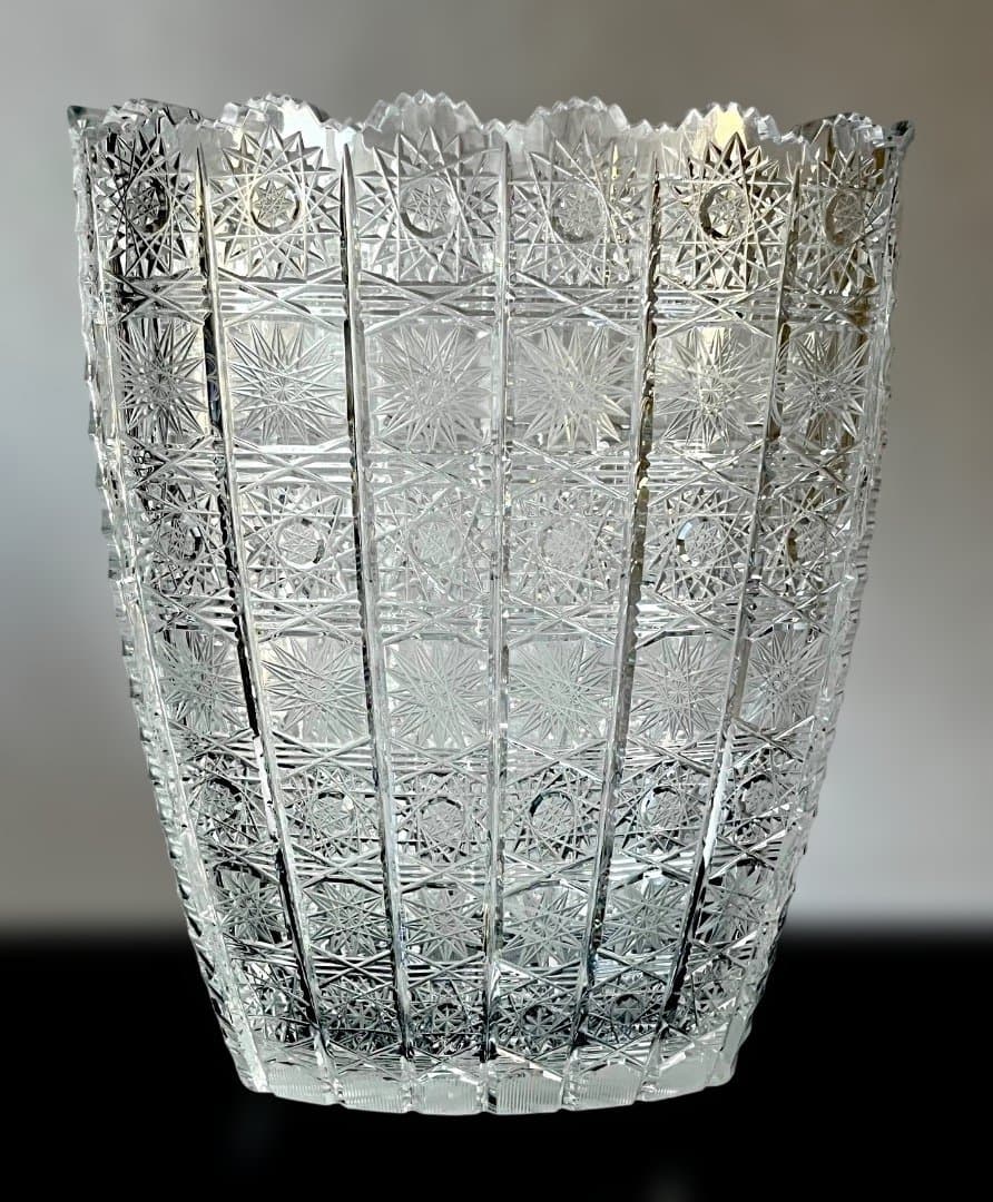 チェコ製 1970年代 ボヘミア ヴィンテージ クリスタル 花器