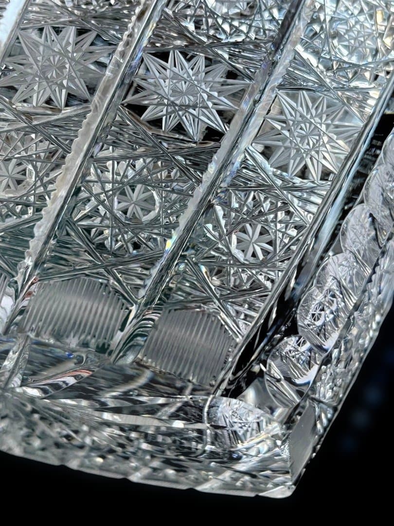 チェコ製 1970年代 ボヘミア ヴィンテージ クリスタル 花器