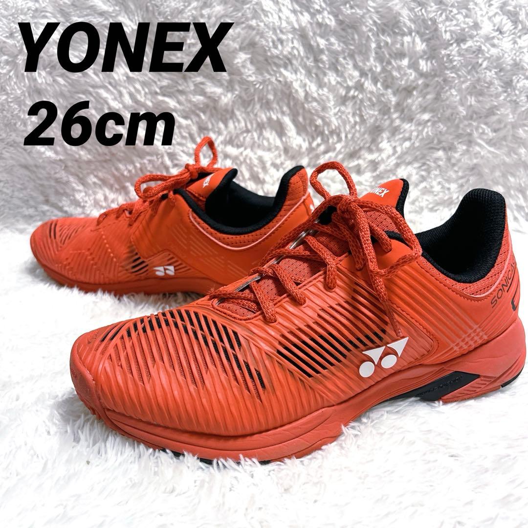 未使用級✨YONEX ソニケージ テニスシューズ 26.0cm オレンジ レッド