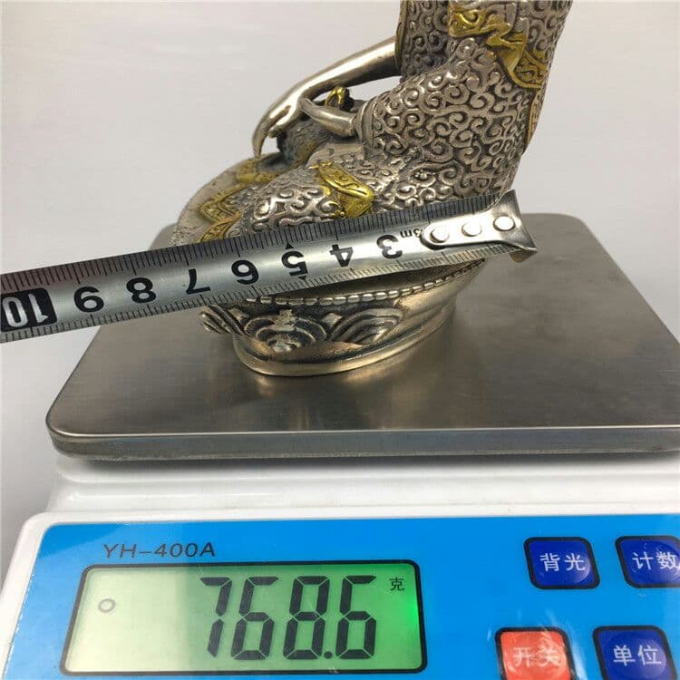 旧白銅発銀釈迦仏像の置物