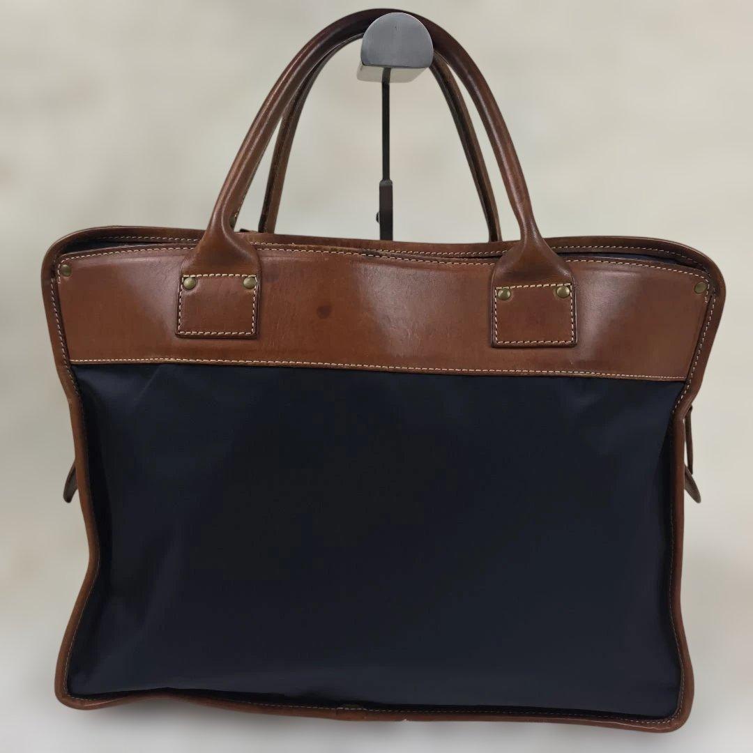 ✨極美品✨ フェリージ ブリーフケース ナイロン レザー 紺茶 B4可 1845