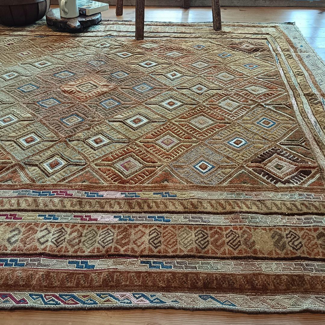 ※【ばらけん】訳あり 大判 L165 マシュワニラグ ヴィンテージラグ