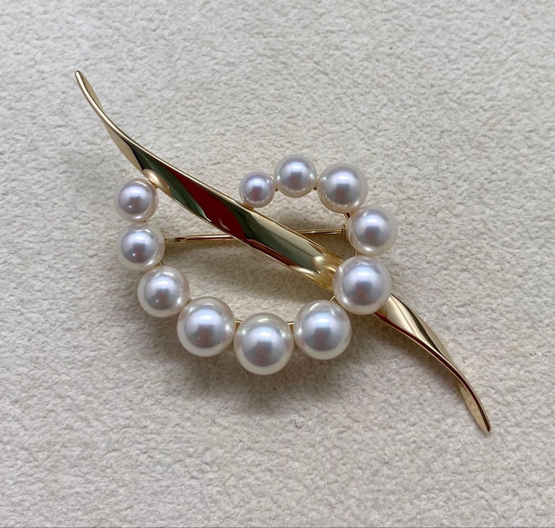 【極美品】ミキモト パール ブローチ K18YG 現行品 ポーチ・外箱 愛子様